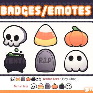 Cute Spooky Emotes and Badges for Twitch and YouTube Stream | Halloween Emotes | Sub Badges | Bit Badges | Alert Badges