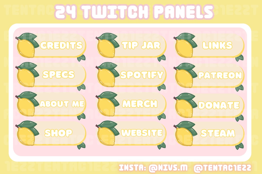 24 Cute Fruit Lemon Panels for Twitch or Youtube Stream | Twitch Panels ...