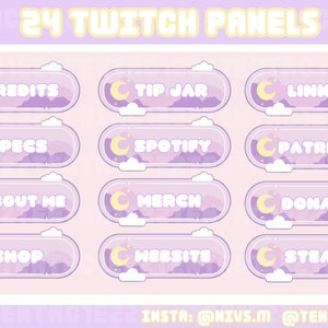 Cute Moon and Cloud Panels for Twitch and YouTube Stream | Twitch Panels | Cloud Panels | Moon Panels |