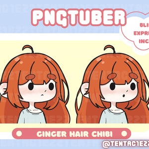 Chibi de cabelo ruivo PNGtuber | Avatar de transmissão pré-fabricado