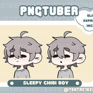 Twitch および Youtube ストリーム用のかわいい眠そうな男の子 PNGtuber | 既製の PNGtuber | 男性 PNGtuber | クールな男の子 PNGtuber | ちび | かわいい