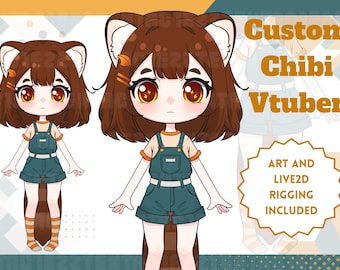 Aangepast handgetekende chibi Vtuber-model | Live2D opgetuigde commissie