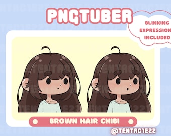 Cute Brown Hair PNGtuber for Twitch Stream | Premade PNGtuber | Brown Hair | Cute Chibi Pngtuber for Streaming | Pngtuber for Youtube Stream