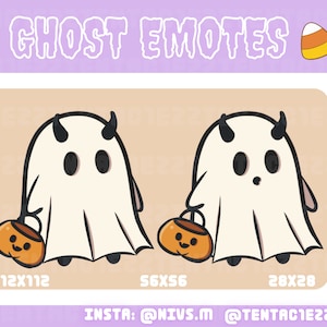 Kawaii Cute Spooky Halloween Ghost Emotes For Twitch and Youtube Streaming