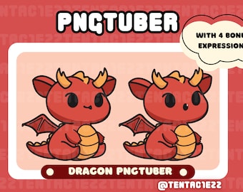 Red Chibi Dragon PNGtuber | Twitch & Youtube (Premade)
