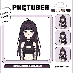 Cute Premade PNGtuber for Twitch And Youtube Stream | Goth PNGtuber | Fem PNGtuber | Cute PNGtuber | Customizable | Hand Drawn