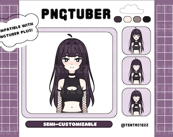 Hand Drawn Goth Fem PNGtuber | Customizable Model
