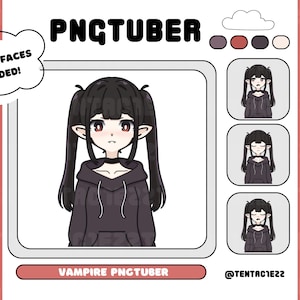 Cute Vampire Girl PNGtuber for Twitch And Youtube Stream | Vampire PNGtuber | Pigtails | Cute PNGtuber | Premade PNGtuber | Hand Drawn