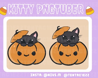 Cute Halloween Cat in Pumpkin PNGtuber for Twitch and Youtube