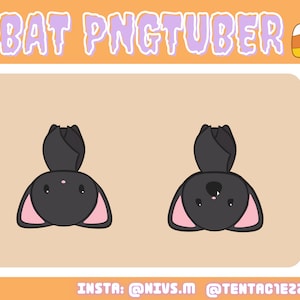Cute Kawaii Halloween Hanging Bat PNGtuber for Twitch and Youtube