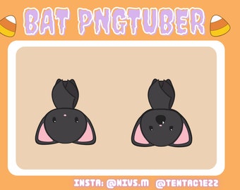 Cute Kawaii Halloween Hanging Bat PNGtuber for Twitch and Youtube