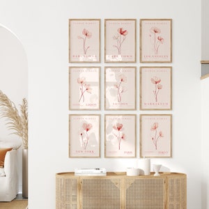 Flower Market Print, Set of 9, Botanical Wall Art, Floral Decor Posters, New York Poster, Paris Print, Digital Download, Instant Download