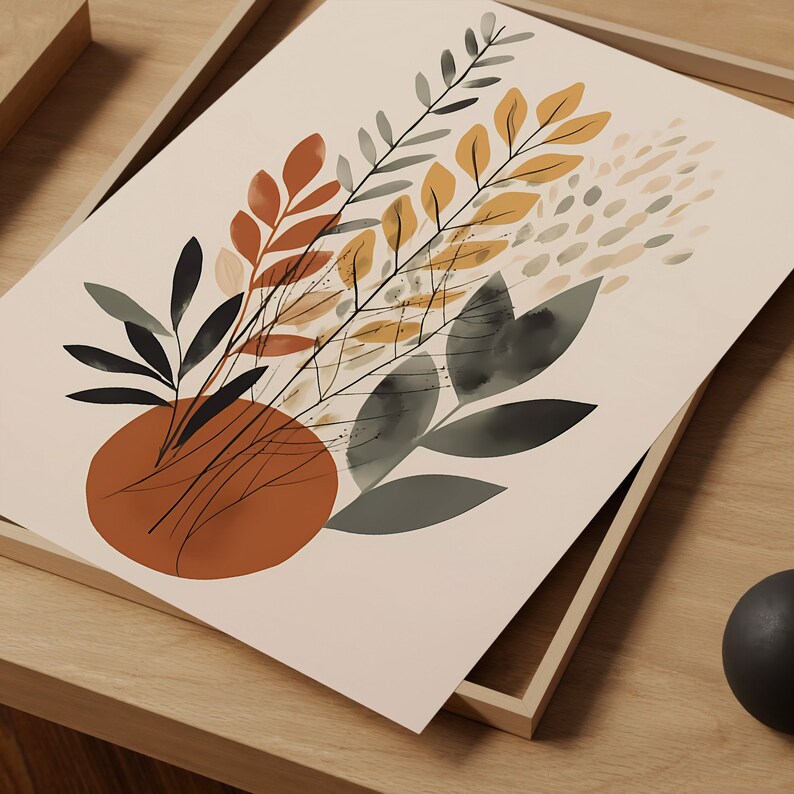 Mid Century Modern Botanical Print, Boho Wall Art (digital Download) - Etsy