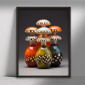 Impresión de arte de setas, decoración de arte de pared moderna neutra, impresiones digitales minimalistas, impresiones de arte estilo boho, descarga instantánea, cartel de setas