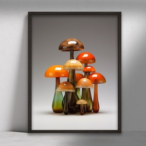 Impresión de arte de setas, decoración de arte de pared moderna neutra, impresiones digitales minimalistas, impresiones de arte estilo boho, descarga instantánea, cartel de setas