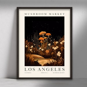 Impresión de arte de setas, arte de Los Ángeles, arte de la pared de setas, cartel de setas, decoración de arte de pared moderna neutral, impresiones digitales minimalistas