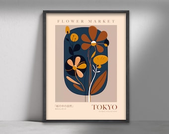 Tokyo Flower Market Print, Botanical Floral Wall Art (Digital Download)