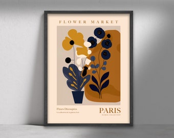 Flower Market Paris Art Print, Botanical Floral Wall Decor (Digital Download)