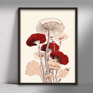 Impresión de arte de setas, decoración de arte de pared moderna neutra, impresiones digitales minimalistas, impresiones de arte estilo boho, descarga instantánea, cartel de setas