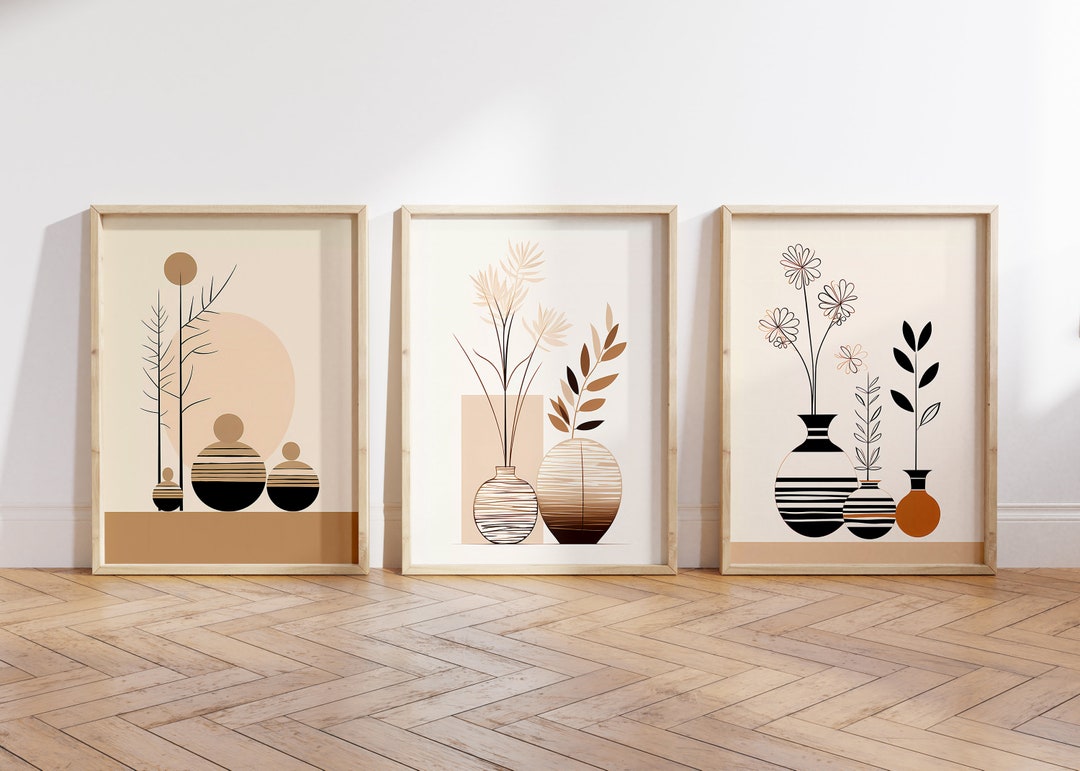 Boho Abstract Wall Art Prints, Boho Wall Decor, Set of 3 Wall Prints ...