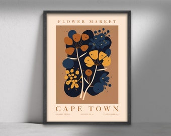 Stampa del mercato dei fiori di Città del Capo, arte murale botanica (download digitale)