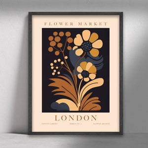 Impressão do mercado de flores, arte da parede de Londres, pôster de flores, arte da parede de flores, arte botânica da parede, pôsteres de decoração floral, download instantâneo