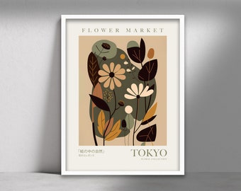 Flower Market Print, Botanical Wall Art, Floral Decor Posters, Tokyo Flower Wall Art, Floral Wall Art, Digital Download