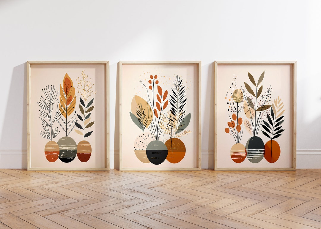 Boho Abstract Wall Art Prints, Boho Wall Decor, Set of 3 Wall Prints ...