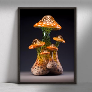 Impresión de arte de setas, decoración de arte de pared moderna neutra, impresiones digitales minimalistas, impresiones de arte estilo boho, descarga instantánea, cartel de setas