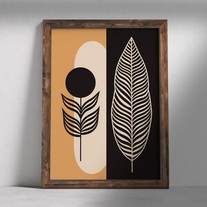 Mid Century Art Print, Neutral Modern Wall Art Decor, Minimalist Digital Prints, Boho Style Art Prints, Instant Download