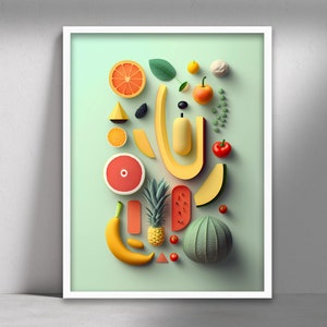 Kitchen Wall Art, Food Art, Food Illustration, Digital Prints, Kitchen Decor, Gastronomy Art, Printable Wall Art, Foodie Gift, Chef Art