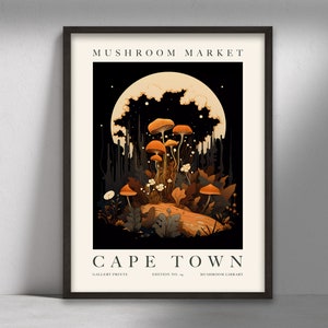 Impresión de arte de setas, arte de Ciudad del Cabo, arte de África, arte de la pared de setas, cartel de setas, decoración de arte de pared moderna neutral, impresiones digitales minimalistas