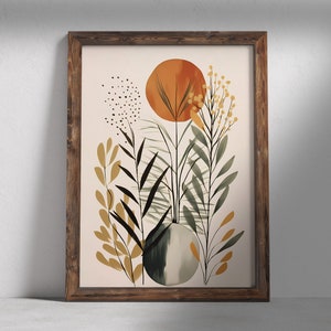 Mid Century Art Print, Neutral Modern Wall Art Decor, Minimalist Digital Prints, Boho Style Art Prints, Instant Download, Boho Poster