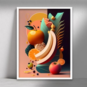 Kitchen Wall Art, Food Art, Food Illustration, Digital Fruit Prints, Kitchen Decor, Gastronomy Art, Printable Wall Art, Foodie Gift