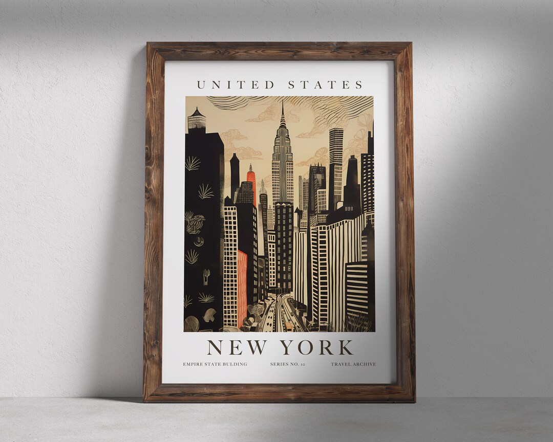 Empire State Building Art Print, New York City Travel Poster (digital ...