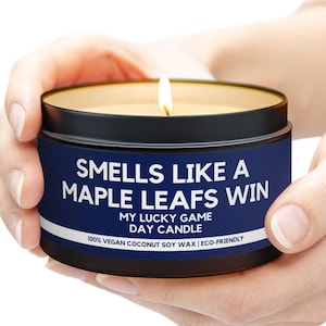 Riecht wie Ahornblätter Win Candle | Einzigartiges Hockey-Kerzengeschenk, NHL Geschenk, Sport-Themen-Kerze, Toronto Maple Leafs-Dekor-Zinnkerze