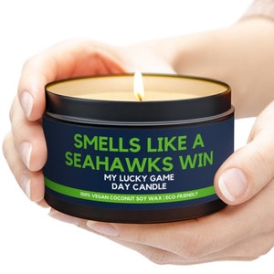 Smells Like A Seahawks Win Candle Unique Gift Football Candle NFL Fan Gift Sport Themed Candle Seattle Seahawks Tin Candle Seahawks Decor