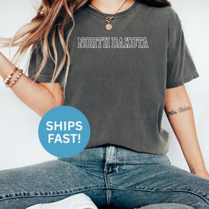 Comfort Colors® North Dakota Shirt, College Style Shirt, State Pride Shirt, North Dakota Gift, North Dakota Apparel, ND Shirt, ND Pride