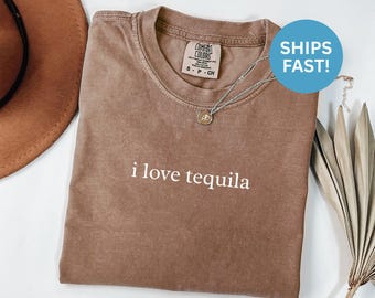 Camiseta Comfort Colors® "Te amo el tequila", para beber, margarita, regalo para amantes del tequila, para fiestas, vacaciones y alcohol.