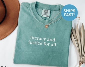 Comfort Colors® 識字と正義のシャツ、平等Tシャツ、活動家シャツ、社会正義Tシャツ、擁護者シャツ、人権シャツ、ユニセックス