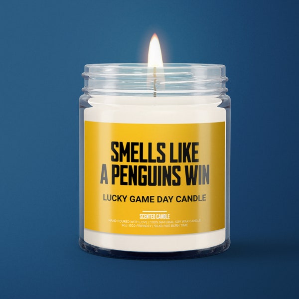 Smells Like A Penguins Win Candle, Candle Gift Idea, Pittsburgh Penguins Gift Candle, NHL Penguins, Game Day Decor, Sport Themed Candle