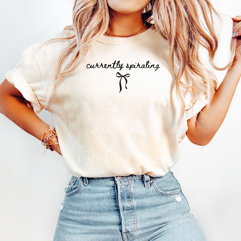 Currently Spiraling Graphic Tee, Casual Graphic T-Shirt, Trendy Quote Shirt, Aesthetic Cute Top, Fun Statement Tee, Summer Fashion