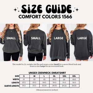 Size Guide Sweatshirt, Unisex Crewneck Sweatshirt, Comfort Colors 1566, Small to 3XL, Warm Cozy Pullover, Perfect Casual Wear