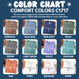 Color Chart Comfort Colors C1717, 1566 Sweatshirt Colors, Custom Shirt Color Choices, Color Options for Sweatshirts, Tee Shirts