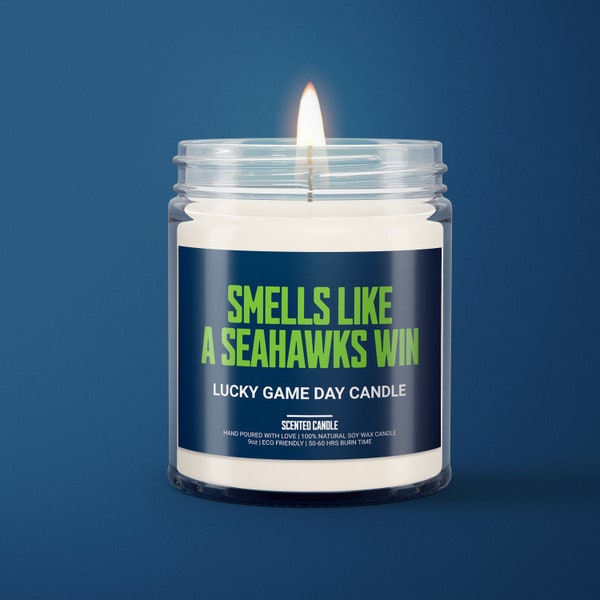 Smells Like A Seahawks Win Candle | Unique Gift Idea | Football Candle | NFL Fan Gift | Game Day Decor | Sports Candle | Seattle Seahawks