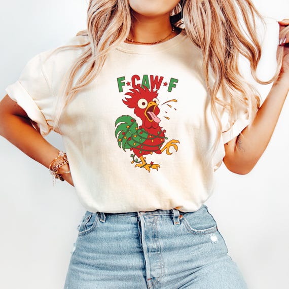 Comfort Colors® F CAW F Shirt Funny Christmas Shirt Christmas Chicken Shirt Holiday Shirt Gift For Christmas Shirt Festive Chicken Tee