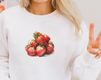 Camisa de morango vintage, camiseta estética cottagecore de morangos fofos, camisa de frutas para amante de morango, camisa de verão para ela