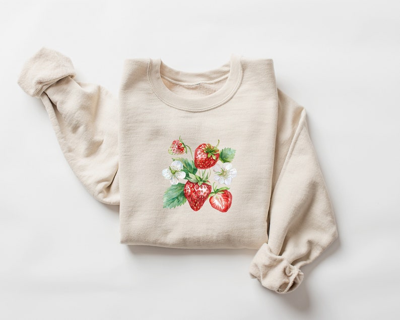 Vintage Strawberry Sweatshirt, Cottagecore Aesthetic, Cute Trending ...