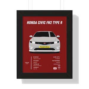 Honda Civic Type R FN2 Car Print: JDM Wall Art Decor