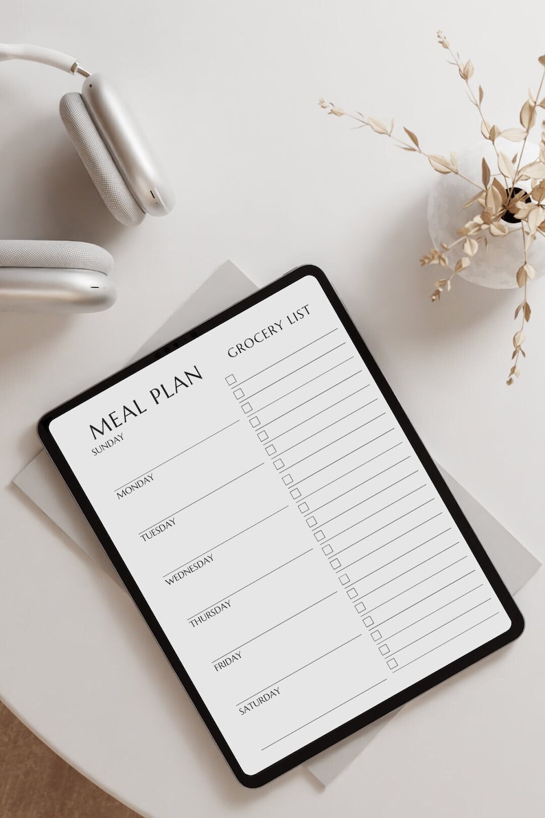 Weekly Printable Meal Planner and Grocery List Template, 7 Day Menu ...